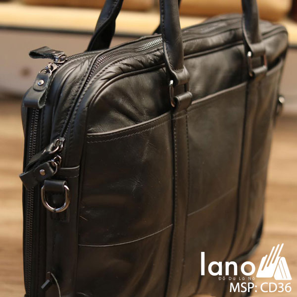 Cặp da nam công sở cao cấp da thật đựng laptop 15 inch CD36 nghiêng