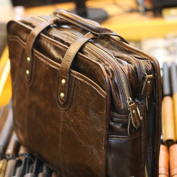 Cặp da nam Lano Thời TRang 2 ngăn kéo CD49 góc nghiêng