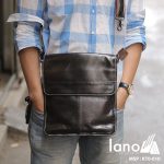 Tui Da Nam Lano Đựng iPad Giá Rẻ Siêu Mỏng 010 đen đeo trước ngực