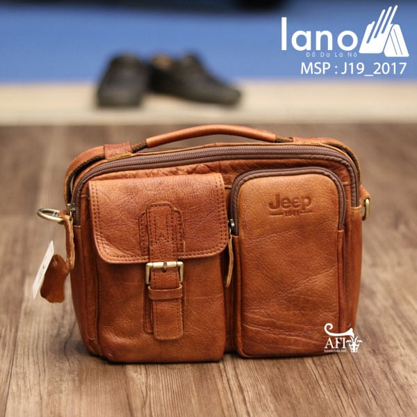 Túi xách nam da thật hàng hiệu đựng iPad Jeep J19 mẫu mới 2017 nâu đỏ