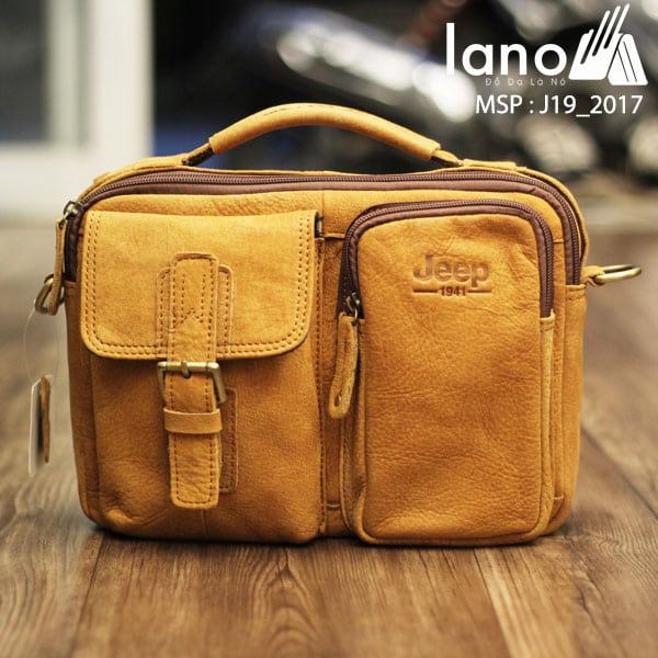 Túi xách nam da thật hàng hiệu đựng iPad Jeep J19 mẫu mới 2017 vàng