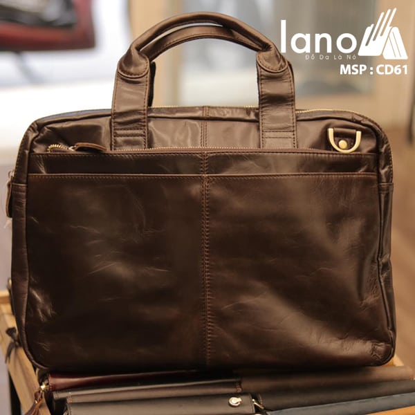 Cặp da nam công sở Lano thời trang cao cấp đựng laptop 15inch CD61