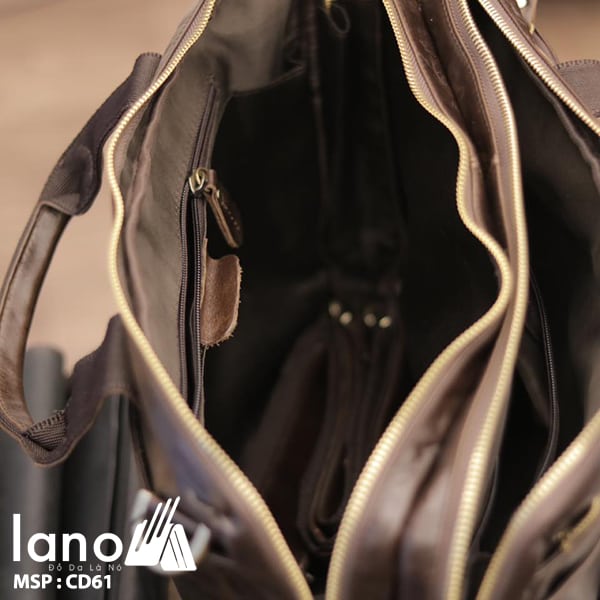 Cặp da nam công sở Lano thời trang cao cấp đựng laptop 15inch CD61 bên trong