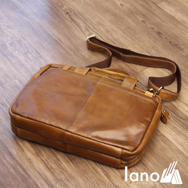 Cặp da nam công sở Lano thời trang cao cấp đựng laptop 15inch CD61 trực diện