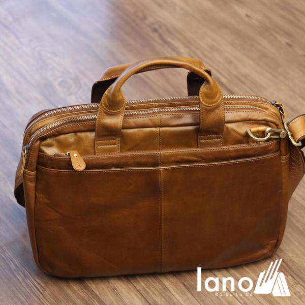 Cặp da nam công sở Lano thời trang cao cấp đựng laptop 15inch CD61 góc trên