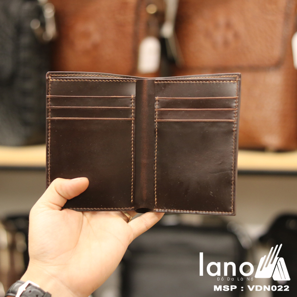 Ví da nam khâu tay thủ công thời trang sang trọng VDN22 đen bên trong