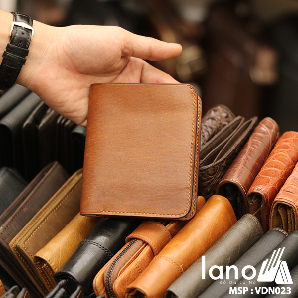 Ví da nam thủ công khâu tay da bò xịn VDN23 dáng đứng - bên trong