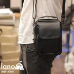 Túi da nam đeo chéo mini loại nhỏ KT75 đen - đeo vai