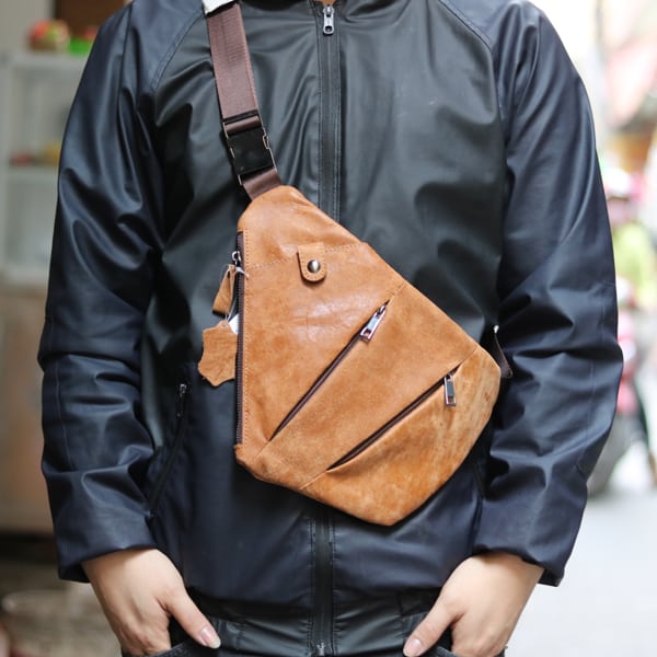 Túi da đeo ngực nam thời trang độc đáo TDL25 đeo trước ngực