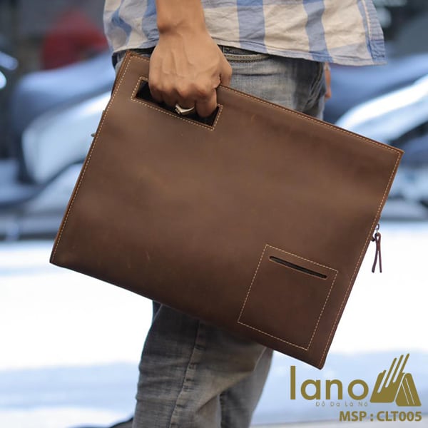 Túi da cầm tay cho nam Lano sang trọng lịch lãm CLT005 xách tay