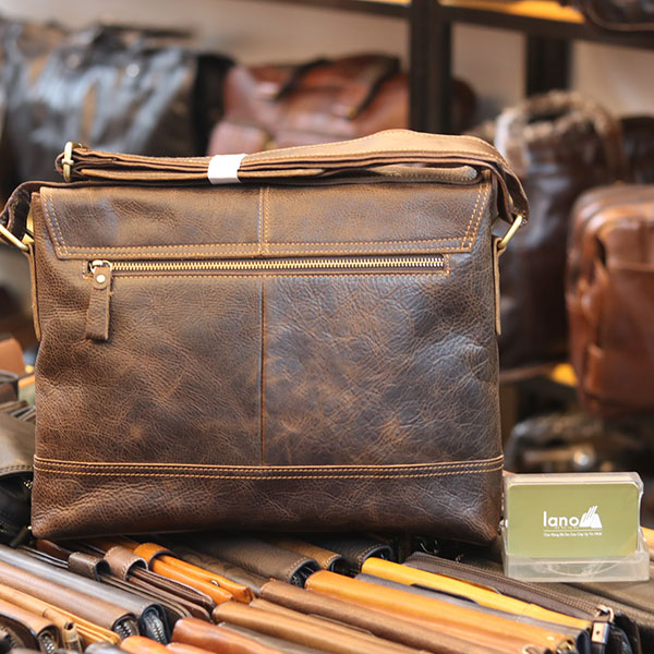 Cặp túi xách đeo chéo nam da thật Lano Contact 12