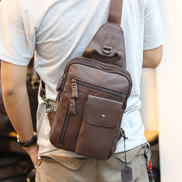 Túi đeo trước ngực nam Lano da bò thật 100% TDL37 đeo chéo