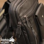 Túi đeo trước ngực nam Lano da bò thật 100% TDL37 đen - cạnh bên