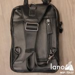 Túi đeo trước ngực nam Lano da bò thật 100% TDL37 đen - mặt sau