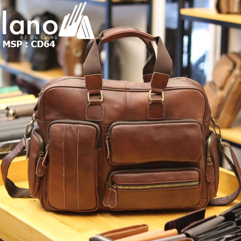 Cặp da nam Lano đựng Laptop 15 inch da bò thật thời trang bụi bặm CD64