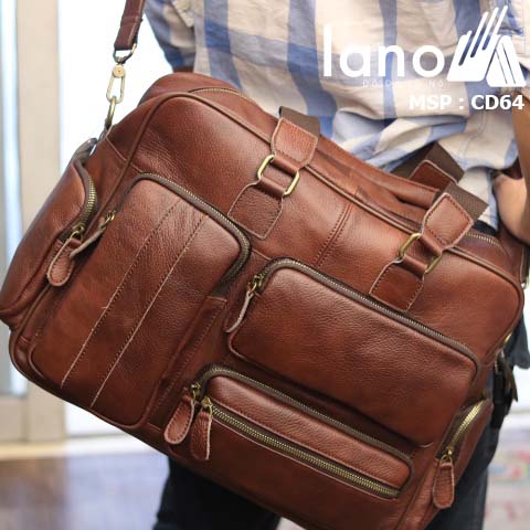Cặp da nam Lano đựng Laptop 15 inch da bò thật thời trang bụi bặm CD64 - đeo sau lưng