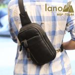 Túi da đeo chéo trước ngực nam Lano thời trang cao cấp TDL44 - đen đeo sau lưng
