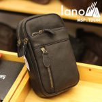 Túi da đeo chéo trước ngực nam Lano thời trang cao cấp TDL44 - đen nghiêng