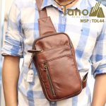 Túi da đeo chéo trước ngực nam Lano thời trang cao cấp TDL44 - nâu đỏ đeo trước ngực