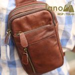 Túi da đeo chéo trước ngực nam Lano thời trang cao cấp TDL44 - nâu đỏ đeo sau lưng