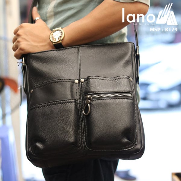 Túi da nam Lano đeo chéo thời trang da bò thật KT79 - đeo chéo