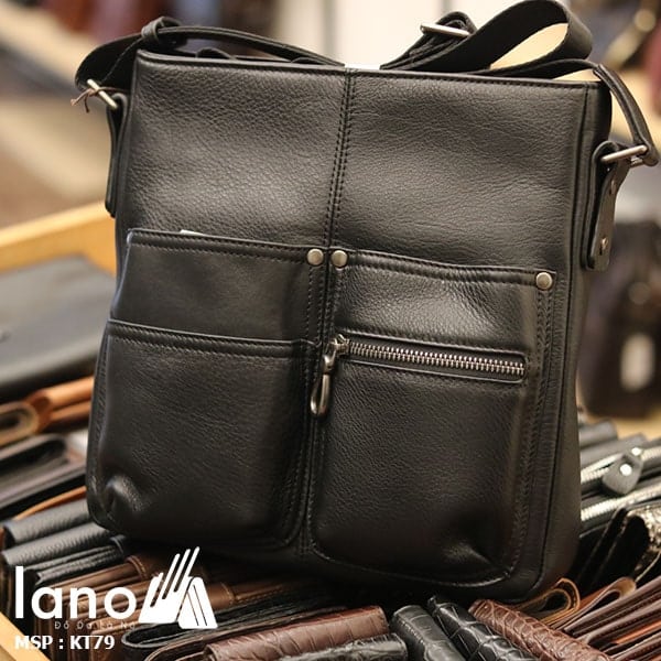 Túi da nam Lano đeo chéo thời trang da bò thật KT79