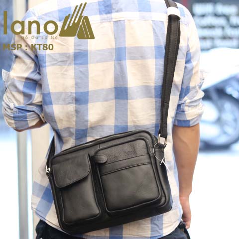 Túi đeo chéo nam công sở Lano da bò thời trang tiện lợi KT80 - đeo sau lưng