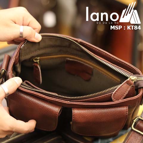 Túi đeo chéo nam da bò thật Lano tiện lợi phong cách bụi bặm mới 2018 KT84 - bên trong