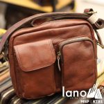 Túi đeo chéo nam Lano da bò thật thời trang bụi bặm KT81 - nghiêng
