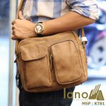 Túi đeo chéo nam Lano da bò thật thời trang bụi bặm KT81 - vàng bò đeo vai