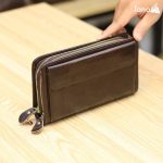 Ví da nam cầm tay Lano 2 khóa kéo sang trọng lịch lãm VCTN029 nghiêng