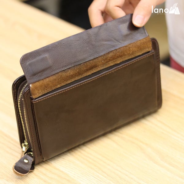 Ví da nam cầm tay Lano 2 khóa kéo sang trọng lịch lãm VCTN029 bên trong