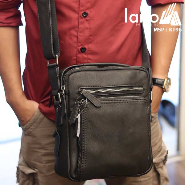 Túi da đeo chéo Lano dạng hộp đẳng cấp lịch lãm KT96 đen - đeo chéo