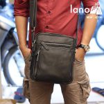 Túi da đeo chéo Lano dạng hộp đẳng cấp lịch lãm KT96 đen - đeo chéo
