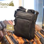 Túi da đeo chéo Lano dạng hộp đẳng cấp lịch lãm KT96 đen - nghiêng