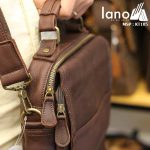 Túi da đeo chéo nam Lano lịch lãm cuốn hút KT105 nâu - xách tay
