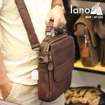 Túi da đeo chéo nam Lano lịch lãm cuốn hút KT105 nâu - xách tay