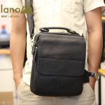 Túi da đeo chéo nam Lano lịch lãm cuốn hút KT105 đen - đeo trước
