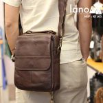 Túi da đeo chéo nam Lano lịch lãm cuốn hút KT105 nâu - đeo lưng