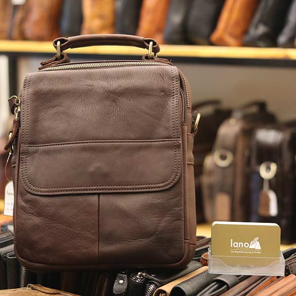Túi da đeo chéo nam Lano lịch lãm cuốn hút KT105 nâu