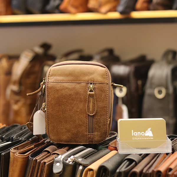 Túi da Lano đeo chéo nam giá rẻ KT109 vàng bò