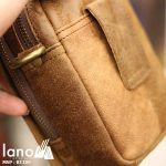 Túi da Lano đeo chéo nam giá rẻ KT109 vàng bò - mặt cạnh