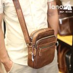 Túi da nam đeo chéo giá rẻ Lano sang trọng thời trang KT106 nâu - đeo trước