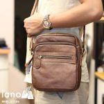 Túi da nam đeo chéo giá rẻ Lano sang trọng thời trang KT106 nâu - đeo chéo