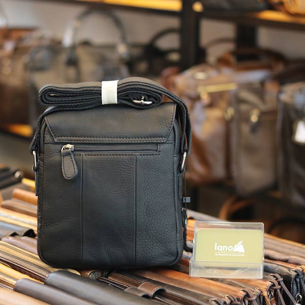 Túi đeo chéo nam da bò cao cấp Lano sang trọng thời trang tiện lợi KT107 mặt sau