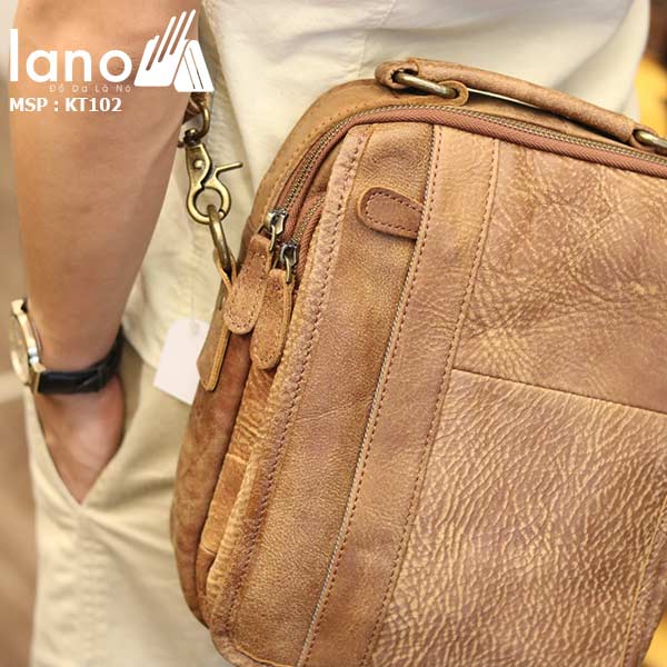 Túi đeo chéo nam da bò thật Lano thời trang cao cấp KT102 - đeo lưng