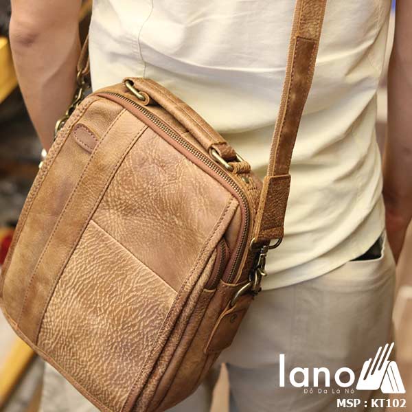 Túi đeo chéo nam da bò thật Lano thời trang cao cấp KT102 - đeo lưng