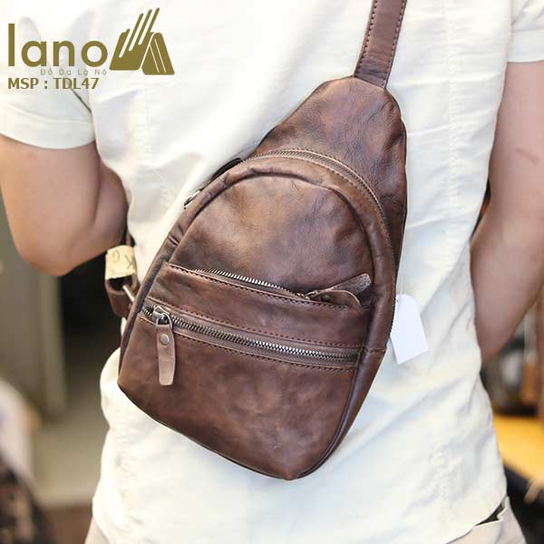 Túi đeo chéo ngực nam Lano da bò cao cấp tiện dụng mẫu mới 2018 TDL47 - đeo lưng