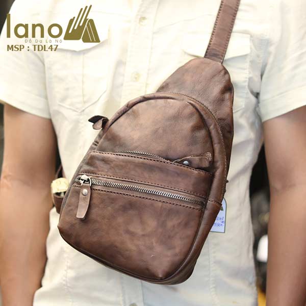 Túi đeo chéo ngực nam Lano da bò cao cấp tiện dụng mẫu mới 2018 TDL47 - đeo trước ngực