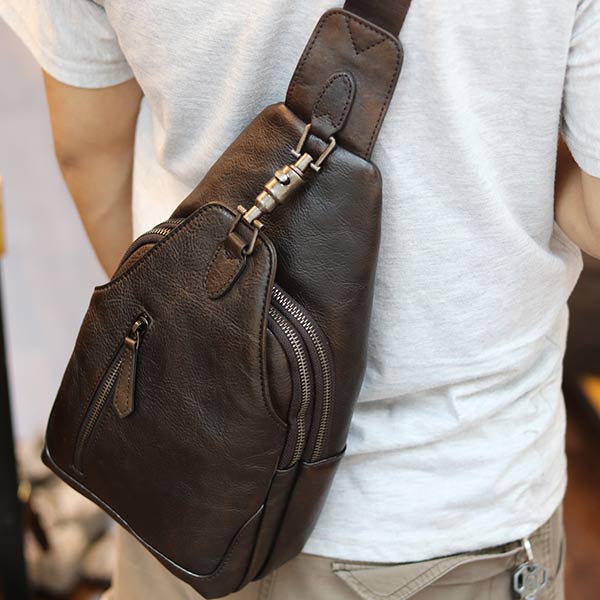 Túi đeo ngực nam Lano da bò thời trang phong cách TDL49 đeo chéo